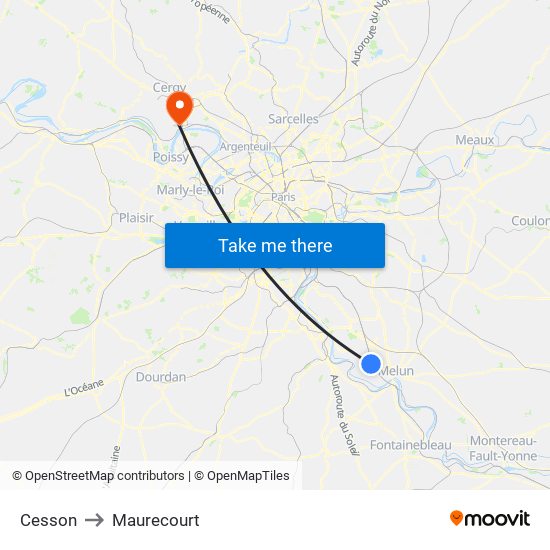 Cesson to Maurecourt map