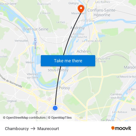 Chambourcy to Maurecourt map