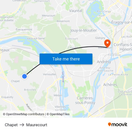Chapet to Maurecourt map