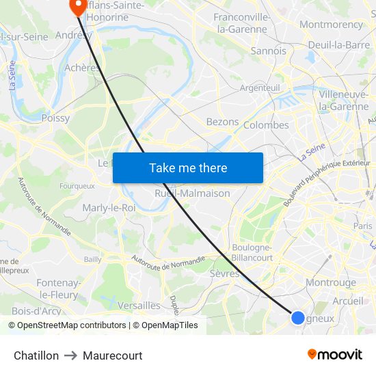 Chatillon to Maurecourt map