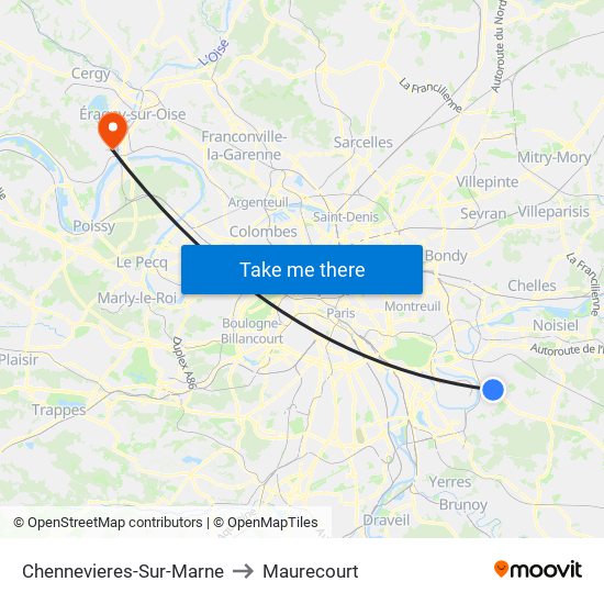 Chennevieres-Sur-Marne to Maurecourt map