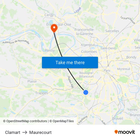 Clamart to Maurecourt map