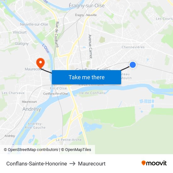 Conflans-Sainte-Honorine to Maurecourt map