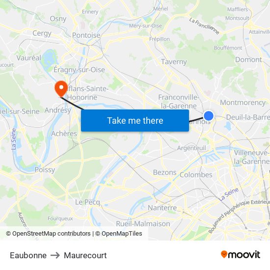 Eaubonne to Maurecourt map