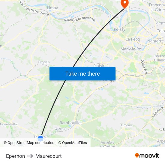 Epernon to Maurecourt map