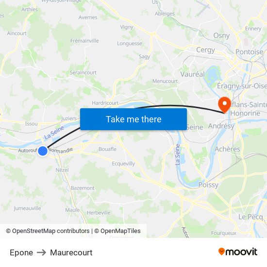 Epone to Maurecourt map