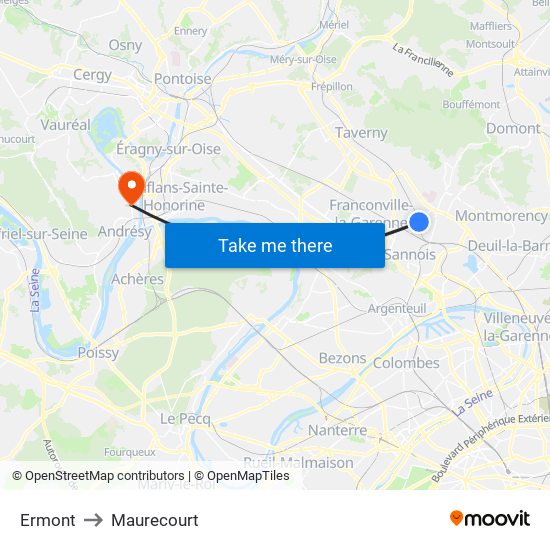 Ermont to Maurecourt map