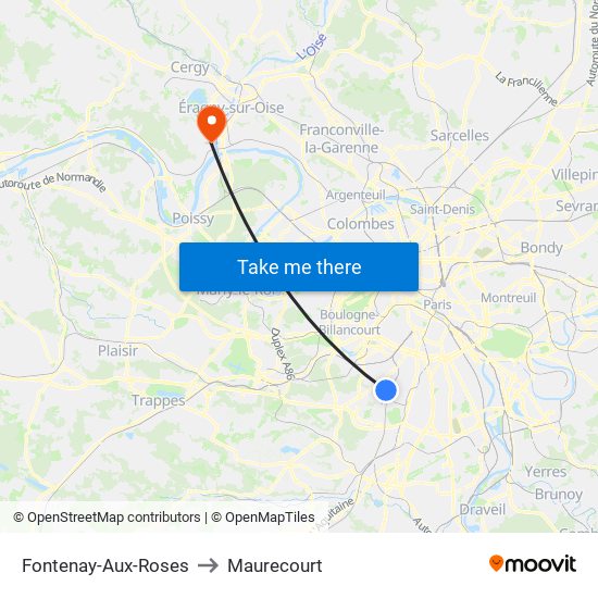 Fontenay-Aux-Roses to Maurecourt map