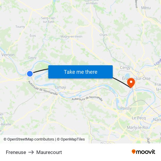Freneuse to Maurecourt map