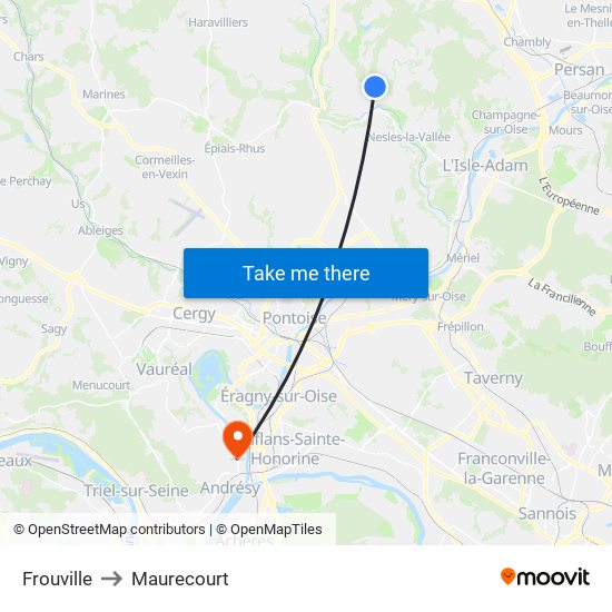 Frouville to Maurecourt map