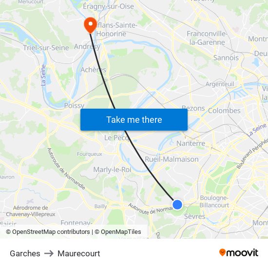 Garches to Maurecourt map