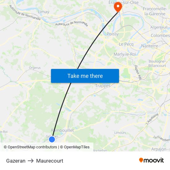 Gazeran to Maurecourt map