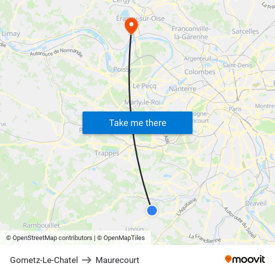 Gometz-Le-Chatel to Maurecourt map