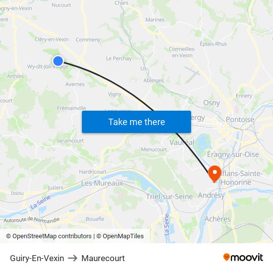 Guiry-En-Vexin to Maurecourt map