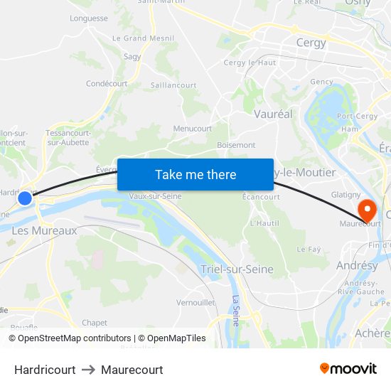 Hardricourt to Maurecourt map