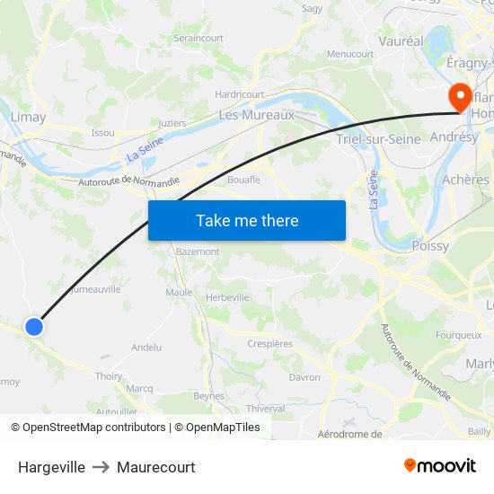 Hargeville to Maurecourt map