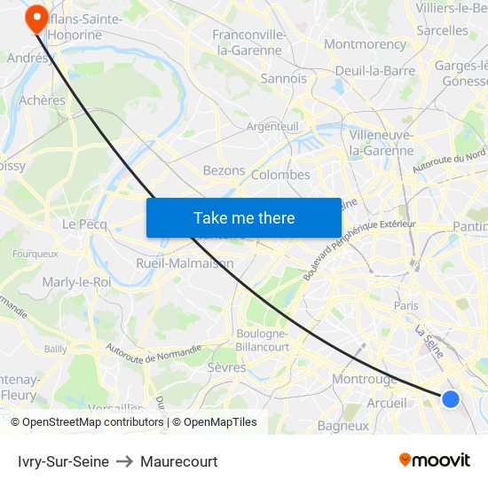 Ivry-Sur-Seine to Maurecourt map