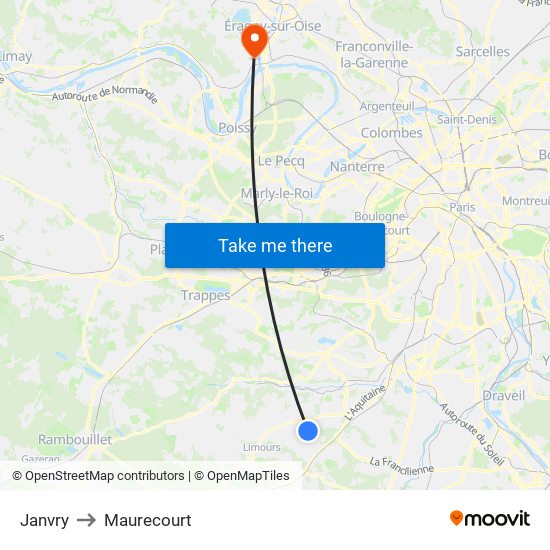 Janvry to Maurecourt map