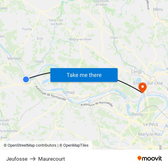 Jeufosse to Maurecourt map