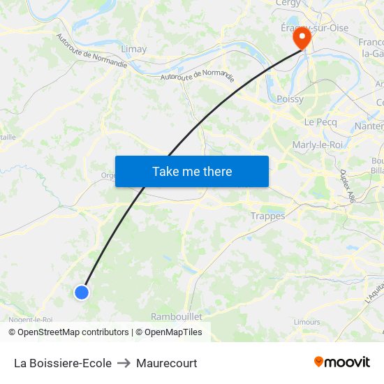 La Boissiere-Ecole to Maurecourt map