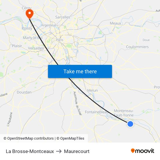 La Brosse-Montceaux to Maurecourt map