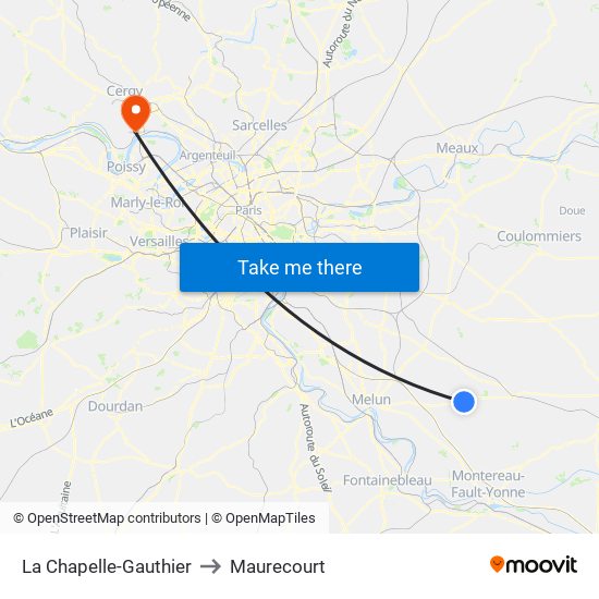 La Chapelle-Gauthier to Maurecourt map