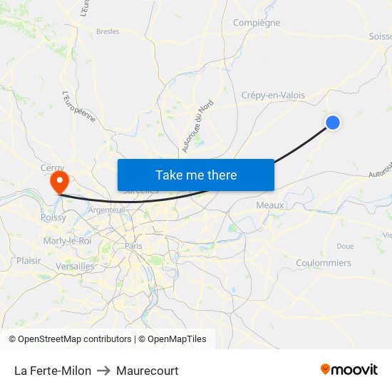 La Ferte-Milon to Maurecourt map