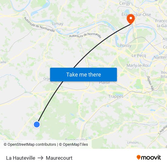 La Hauteville to Maurecourt map