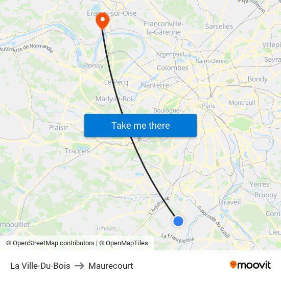 La Ville-Du-Bois to Maurecourt map
