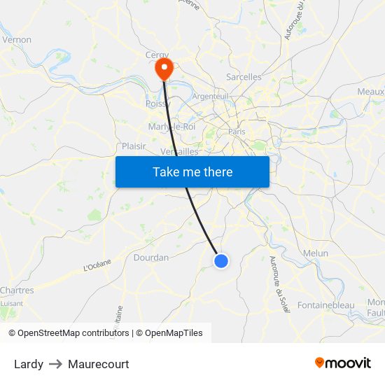 Lardy to Maurecourt map