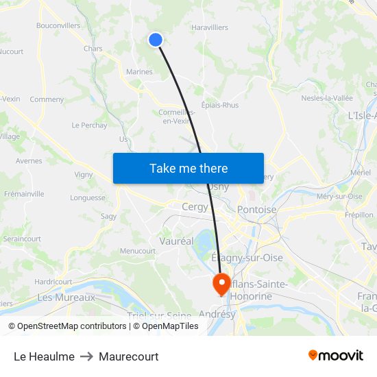 Le Heaulme to Maurecourt map