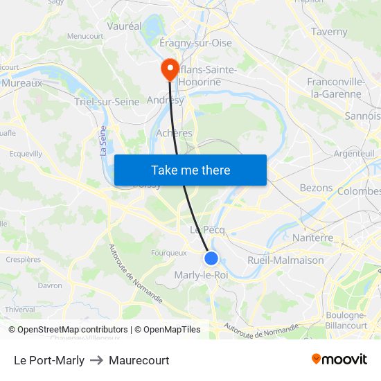 Le Port-Marly to Maurecourt map