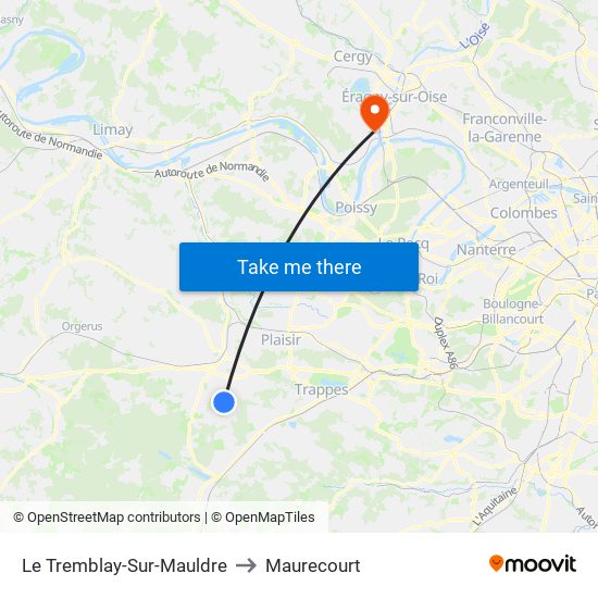 Le Tremblay-Sur-Mauldre to Maurecourt map