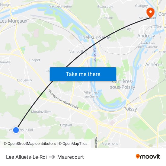 Les Alluets-Le-Roi to Maurecourt map
