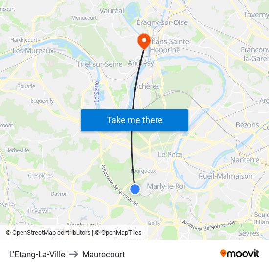 L'Etang-La-Ville to Maurecourt map