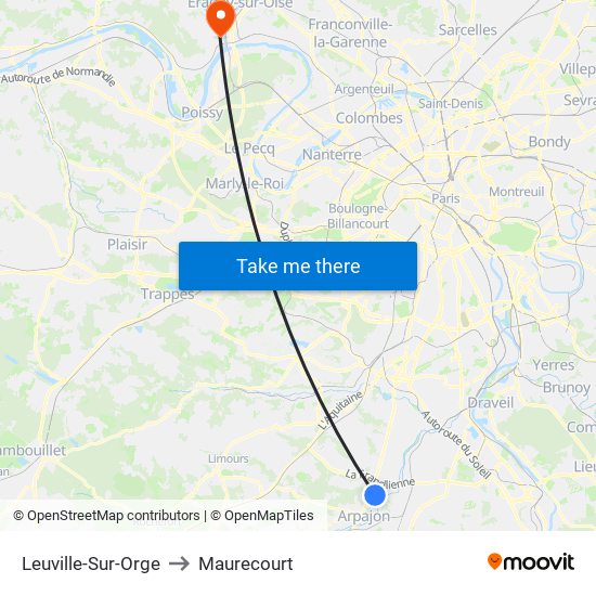 Leuville-Sur-Orge to Maurecourt map
