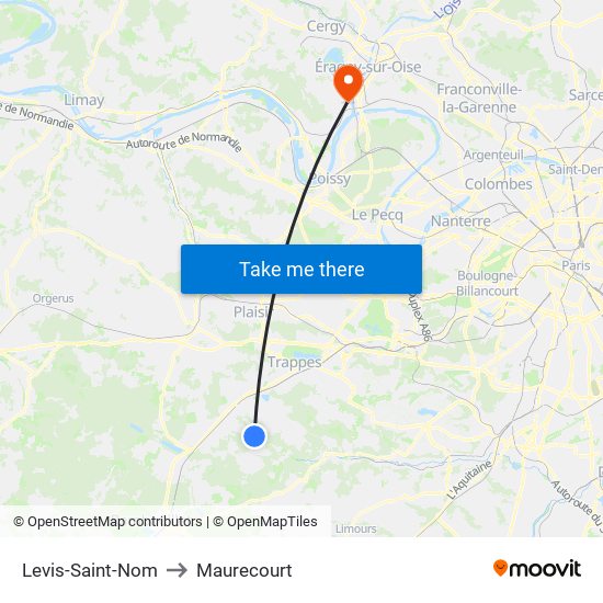 Levis-Saint-Nom to Maurecourt map