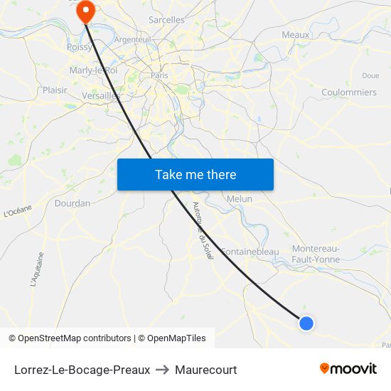 Lorrez-Le-Bocage-Preaux to Maurecourt map