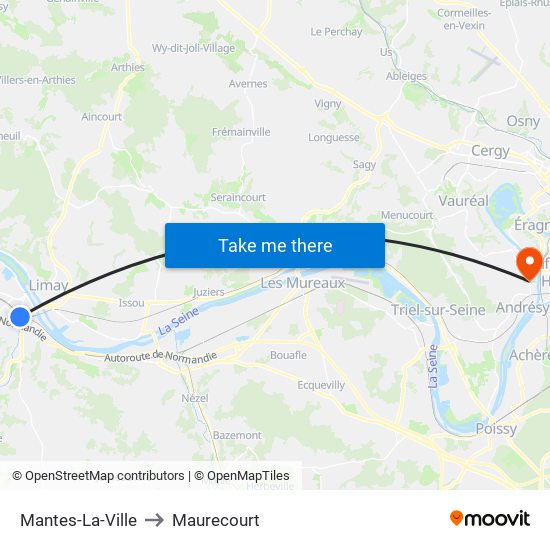 Mantes-La-Ville to Maurecourt map
