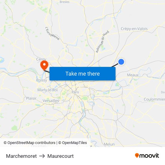 Marchemoret to Maurecourt map