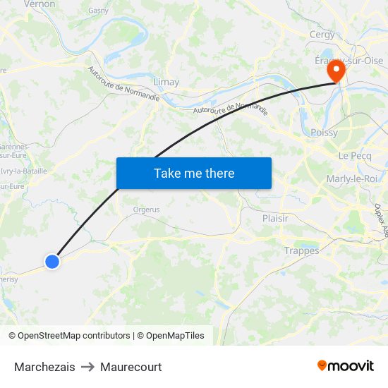 Marchezais to Maurecourt map