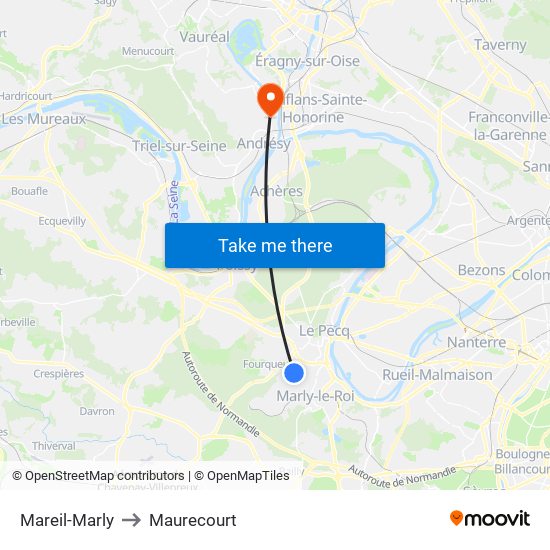Mareil-Marly to Maurecourt map