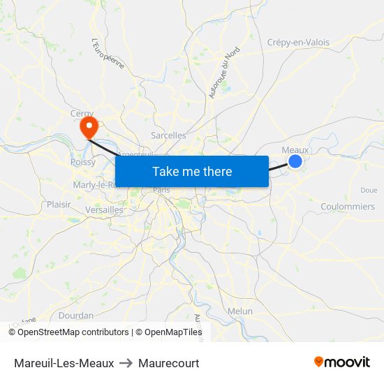 Mareuil-Les-Meaux to Maurecourt map