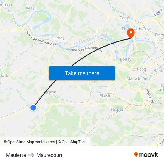 Maulette to Maurecourt map