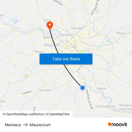 Mennecy to Maurecourt map