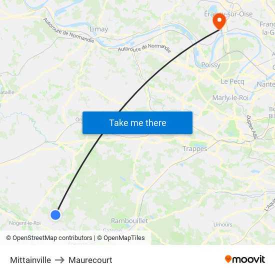 Mittainville to Maurecourt map