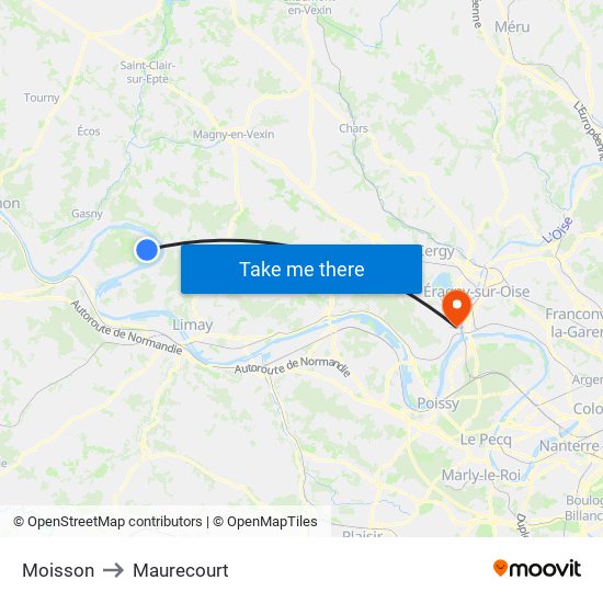 Moisson to Maurecourt map