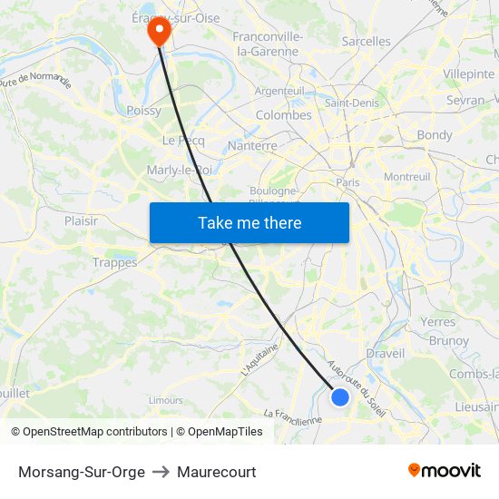 Morsang-Sur-Orge to Maurecourt map