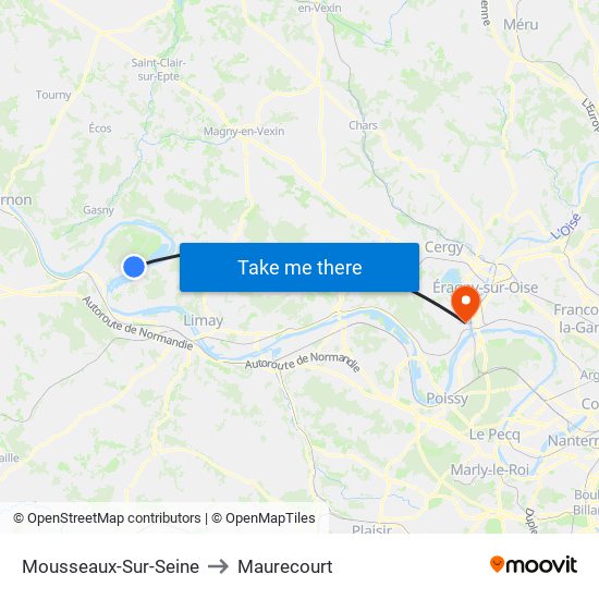 Mousseaux-Sur-Seine to Maurecourt map