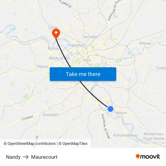 Nandy to Maurecourt map